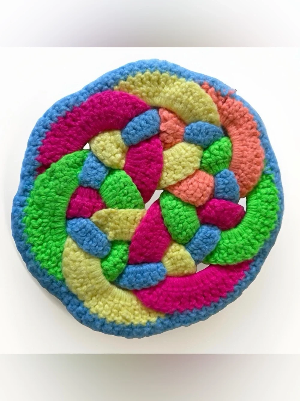 Vintage Handmade Crochet Potholder Hot Pad Trivet Lot of 3 Grandmacore Rainbow